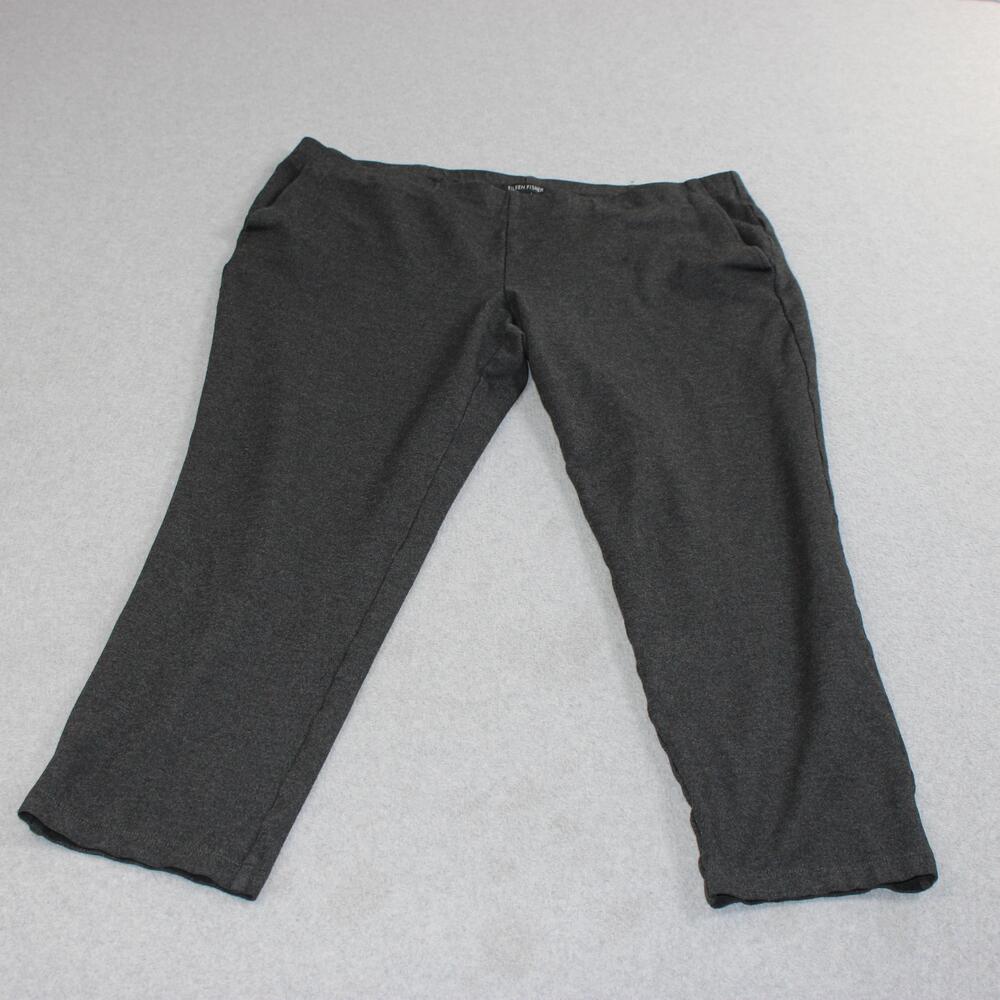 Eileen Fisher Pants Women Large Gray Crop Ankle Pull On Stretch Comfy Capsule